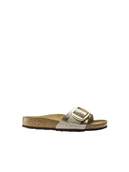 Klapki Birkenstock zamszowe na sprzączkę beżowe