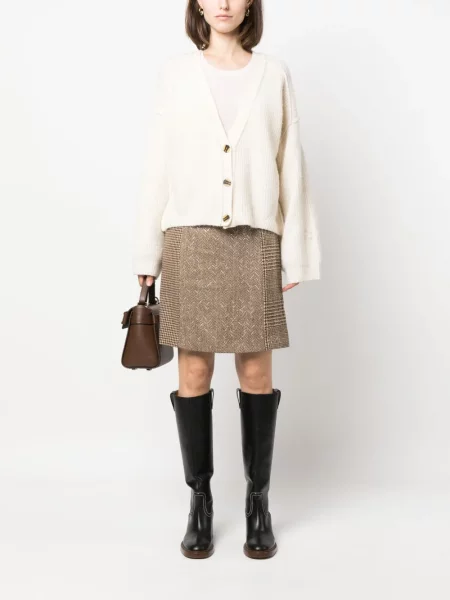 "houndstooth" rašto sijonas Ralph Lauren Collection ruda
