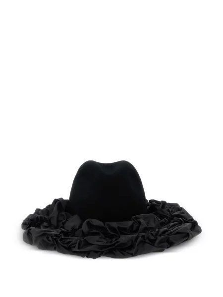 Szeroka czapka Comme Des Garcons z falbankami czarna
