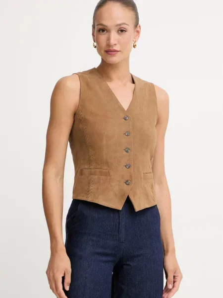 Weekend Max Mara vestă pentru femei din piele întoarsă VETUSTA maro