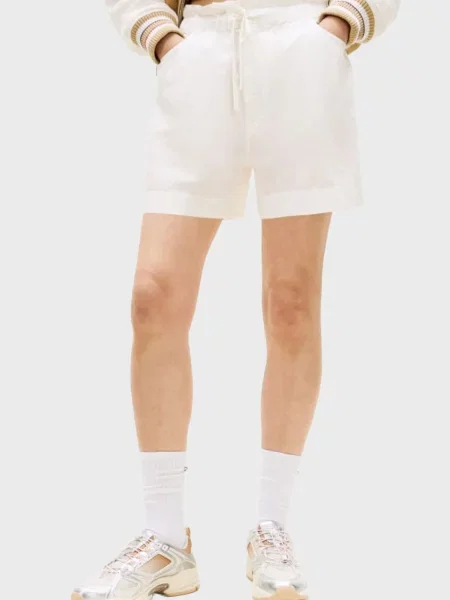 Лляні джинсові шорти Tommy Jeans білі