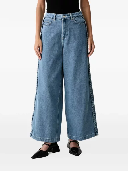Τζιν με φαρδύ μπατζάκι Never Fully Dressed πλεγμένο μπλε