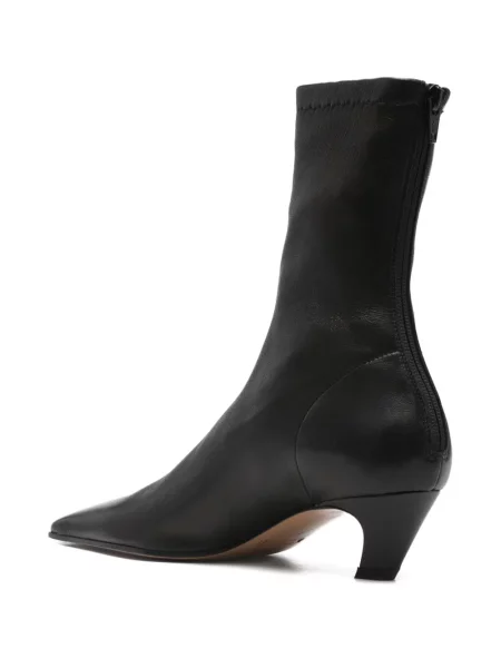 Botine Khaite cu vârf pătrat negru