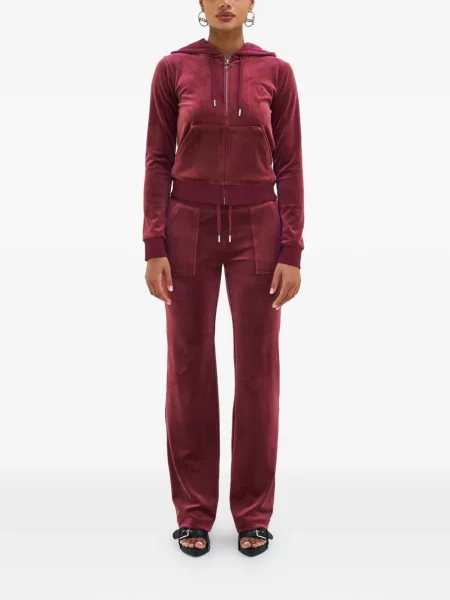 Pantaloni Juicy Couture din velur roșu