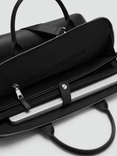 Torba tote skóra Mężczyzna uniwersalny MANGO MAN czarny