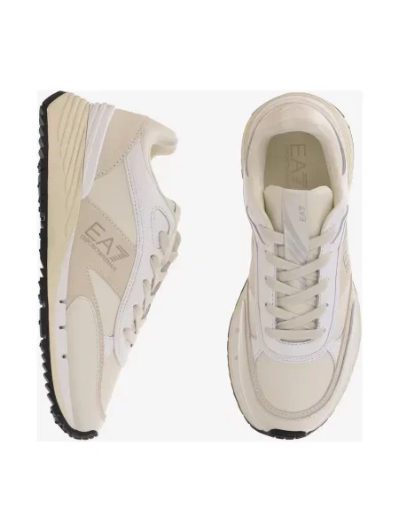 Sneakersy Emporio Armani Ea7 skórzane z logo beżowe
