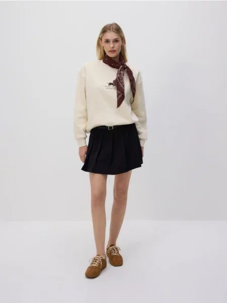 Reserved Плісировані спідниця-шорти з паском чорний