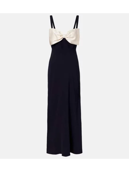 Rochie midi Rixo cu funde din satin până la genunchi albastru