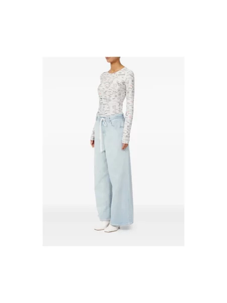 Szerokie jeansy Mm6 Maison Margiela niebieskie