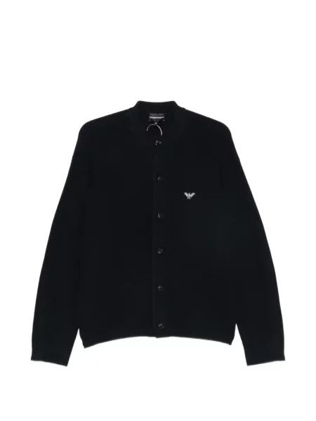 Πλεκτή ζακέτα Emporio Armani με αυτόγραφο μπλε