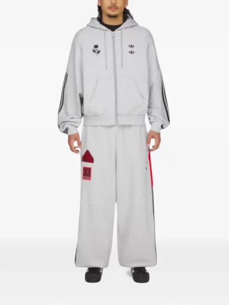 Pantaloni Adidas cu autograf alergare gri
