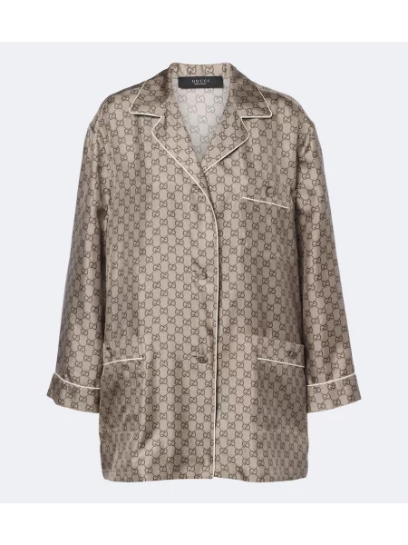 Cămașă Gucci de mătase maro