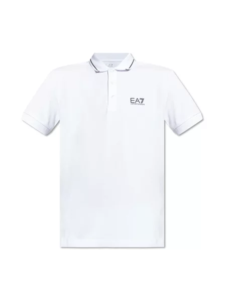 Koszulka polo Ea7 Emporio Armani z nadrukiem biała