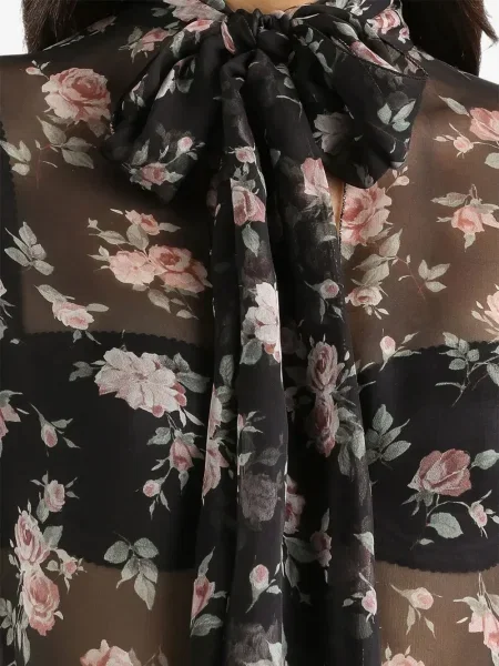 Bluză Dolce & Gabbana cu model floral negru