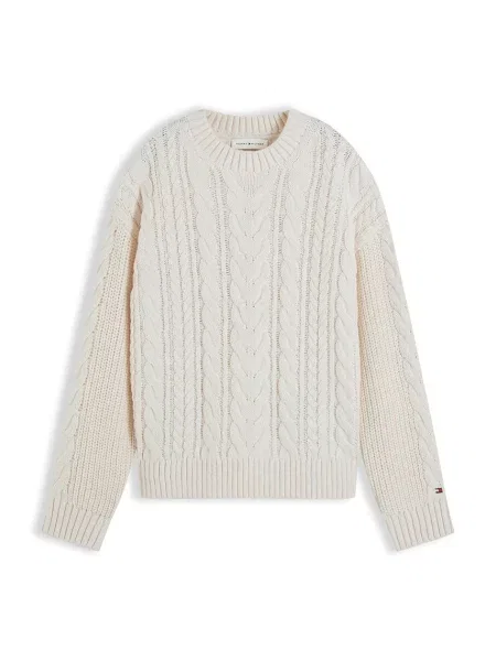 Tommy Hilfiger pulover za djecu s pamukom bež