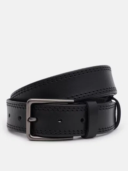 Кожаный ремень Borsa Leather с ремешками черный