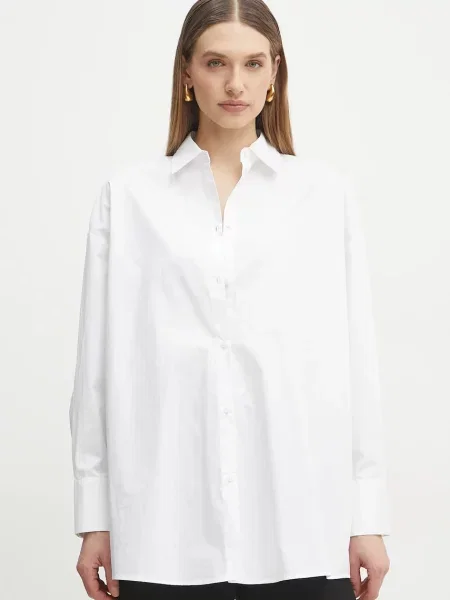 Armani Exchange camasa din femei cu guler clasic relaxed alb