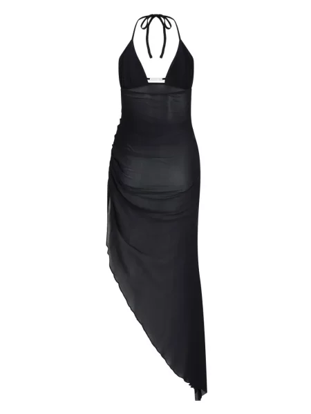 Rochie midi Let's Swim plasă până la genunchi cu gât halter negru