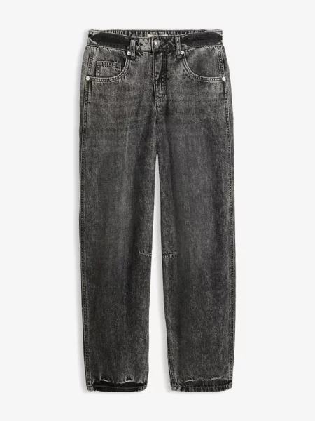 Jeansy o kroju balonowym średni stan super soft cropped szare