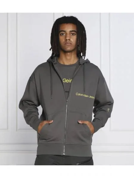 Calvin Klein Jeans Hanorac OFF PLACED INSTIT ZIP-THROUGH gri