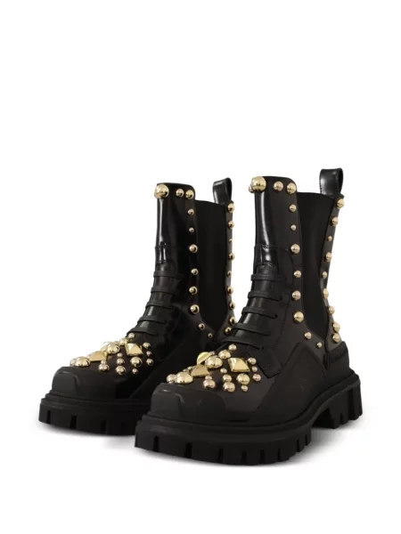 Botine Dolce & Gabbana din piele cu tepi negru