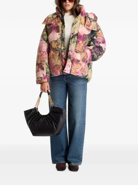 Gėlėtas raštuotas paltas Desigual rožinė
