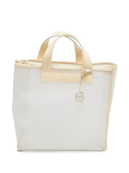Geantă shopper Furla plasă alb