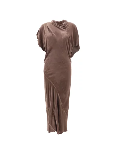 Rochie Rick Owens asimetrică drapată maro