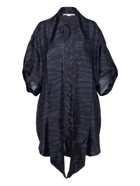 Sukienka koszulowa Stella Mccartney z nadrukiem w zebrę garniturowa niebieska