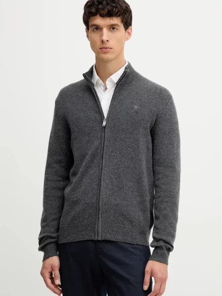 Вълнена жилетка Hackett London сиво