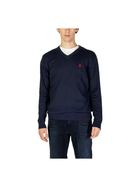 Dzianinowy sweter U.s Polo Assn. niebieski