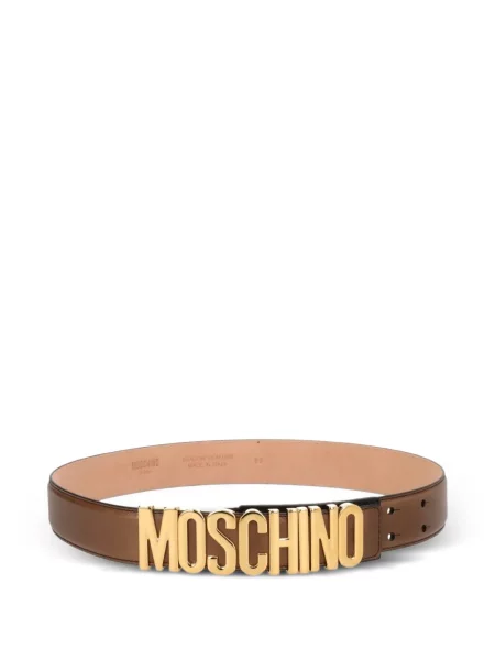 Curea Moschino din piele cu autograf maro