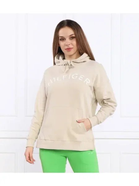 Tommy Hilfiger Hanorac RLX HILFIGER VARSITY EMB HOODIE | Relaxed fit bej