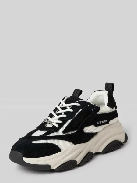 Sneakersy z mieszanki skóry i tkaniny model Steve Madden czarne