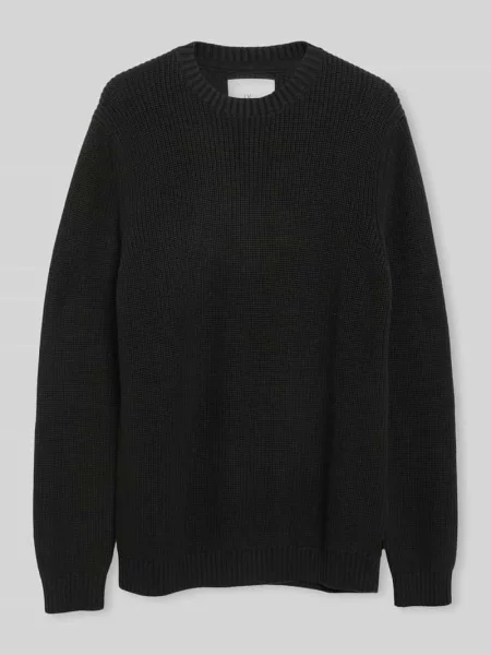 Sweter z dzianiny o kroju regular fit z czystej bawełny z okrągłym dekoltem S.oliver Red Label czarny