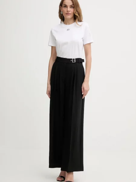 Karl Lagerfeld spodnie szerokie high waist czarny