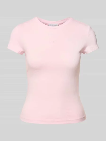 T-shirt z prążkowanym okrągłym dekoltem model ‘Franka’ Leger By Lena Gercke