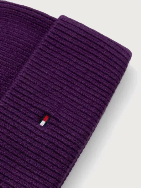 Tommy Hilfiger czapka z dodatkiem wełny fioletowa
