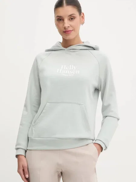 Суичър с качулка Helly Hansen с качулка с апликация сиво