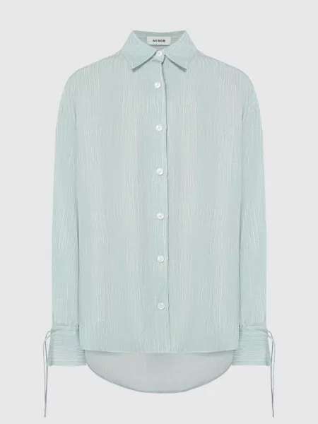 Блуза в смужку FALLOW з льоном Aeron зелена