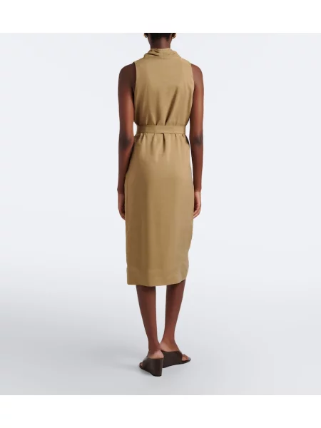 Cu centură rochie midi Max Mara de in bej