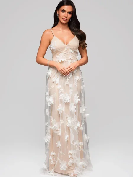 Rochie de seară Edoti de costum alb