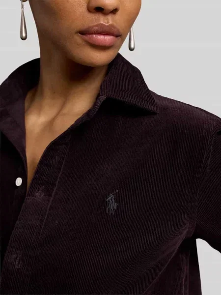 Bluzka koszulowa o kroju regular fit z czystej bawełny Polo Ralph Lauren fioletowa