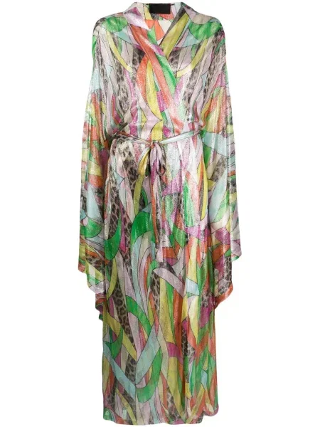 Dzianinowa sukienka Philipp Plein z nadrukiem garniturowa zielona