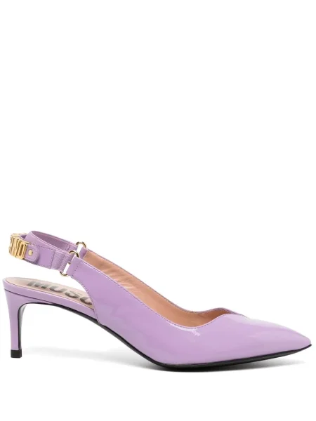 Pantofi cu toc Moschino din piele violet