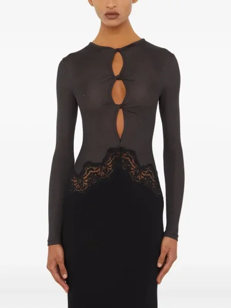 Rochie maxi Christopher Esber din dantelă lungă de costum negru