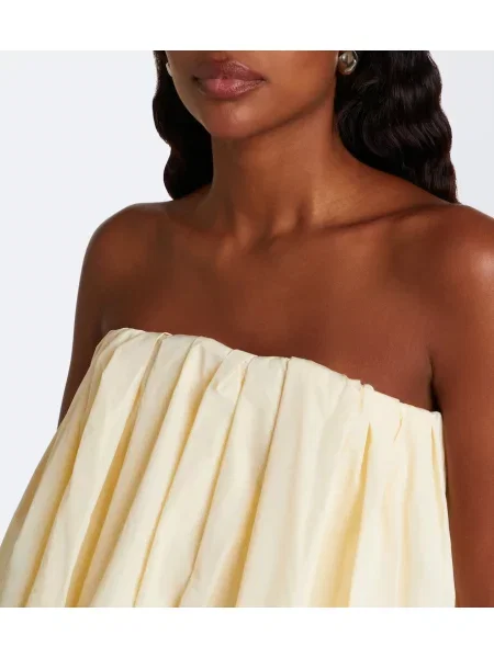 Tafta rochie midi Jil Sander asimetrică alb