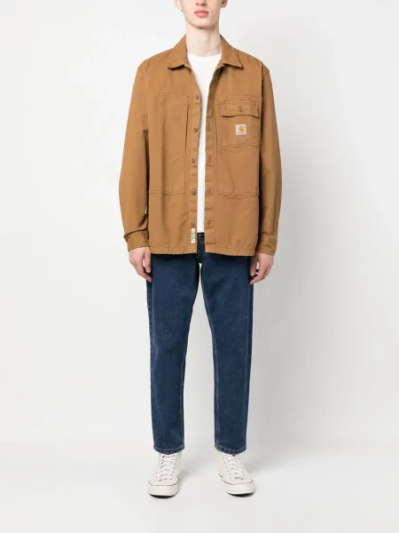 Tiesūs džinsai Carhartt Wip žemu liemeniu mėlyna