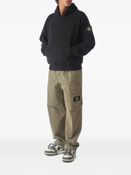 Флийс суичър с качулка Stone Island с качулка камъни черно