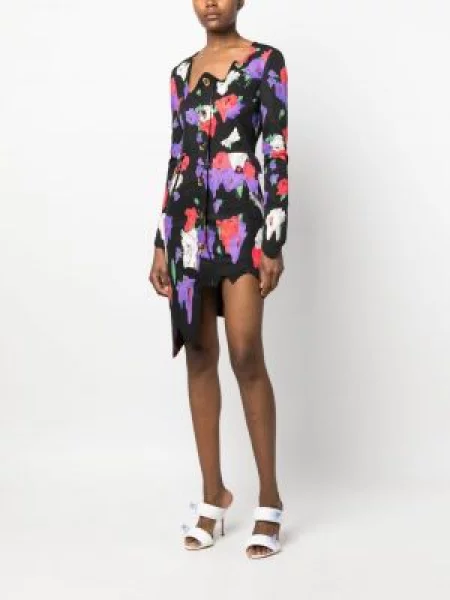 Gėlėtas raštuotas asimetriškas suknele Moschino